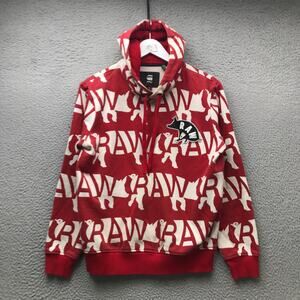 G-Star Raw CNY Core Sweatshirt Hoodie Womens M All Over Print Embroidered Red